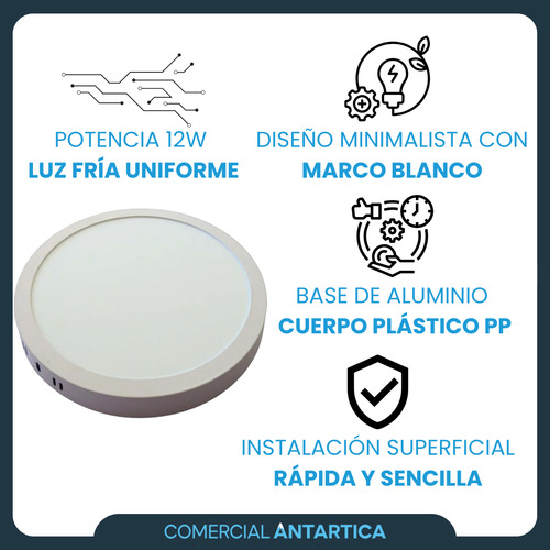 Plafón Led Redondo Aplicar 12w Luz Fría/cálida Blanco X 4
