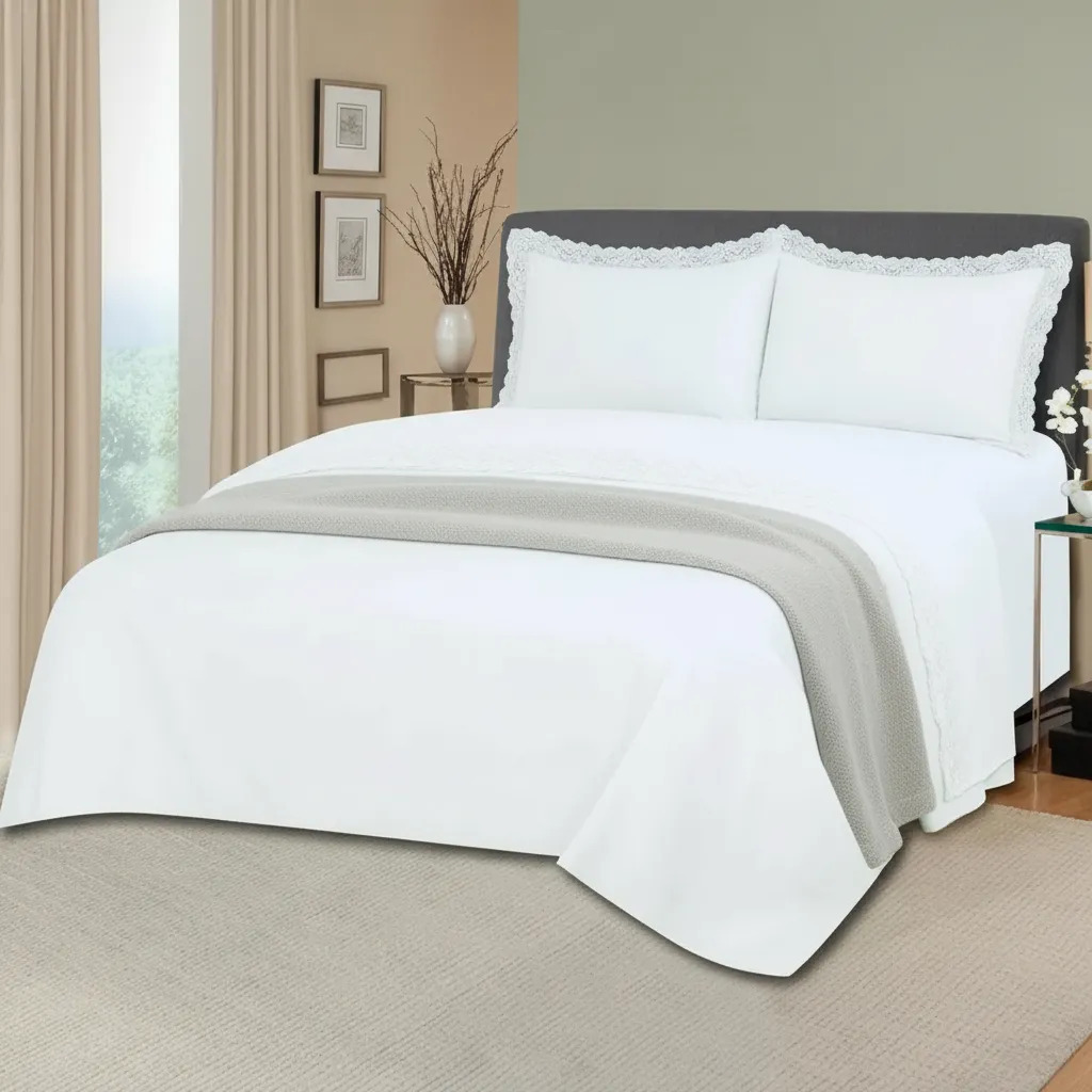 Juego De Sabanas Microfibra Love&home 2.5 Plaza Broderie