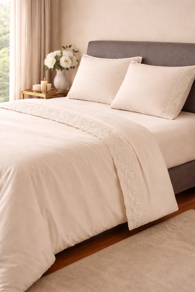 Juego De Sabanas Microfibra Love&home 2.5 Plaza Broderie