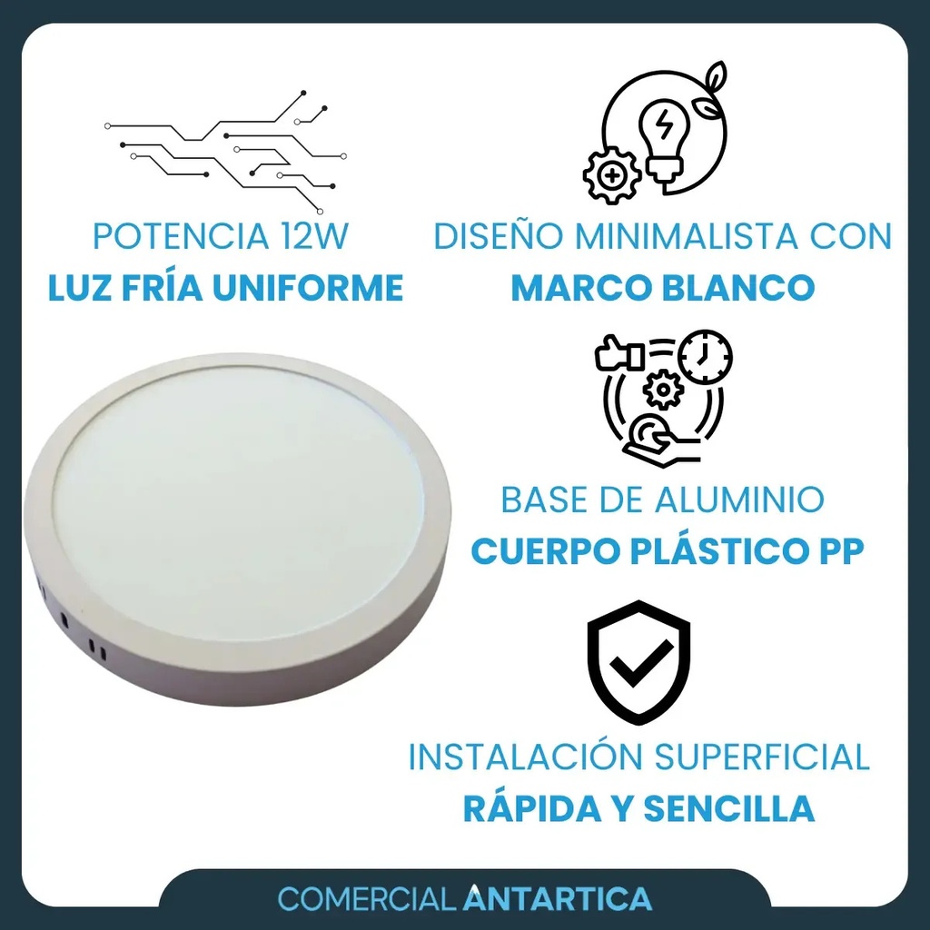 Plafón Led Redondo Aplicar 12w Luz Fría/cálida Blanco