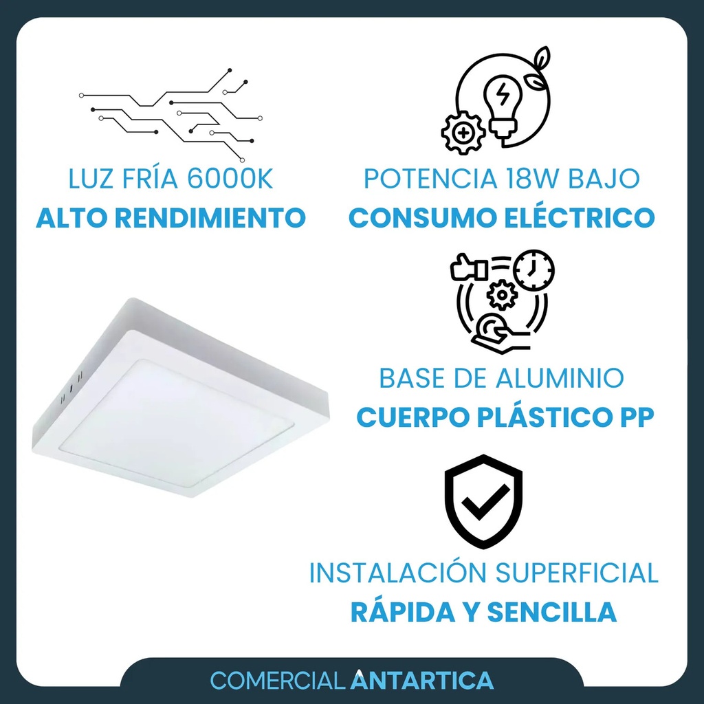 Plafón Led Rectangular Aplicar 12w Luz Fría/cálida Blanco