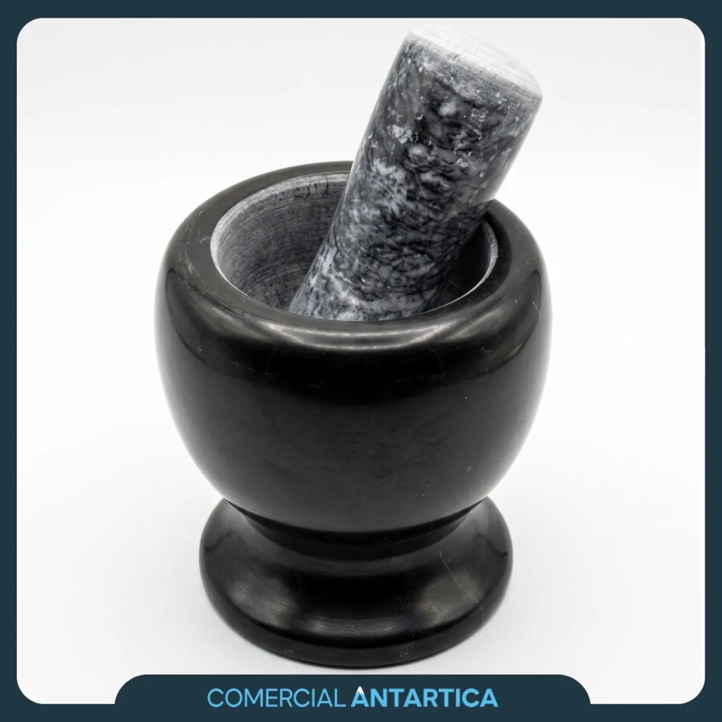 Mortero Molcajete Piedra Pulido Pilon Especias Ajo Guacamole Negro