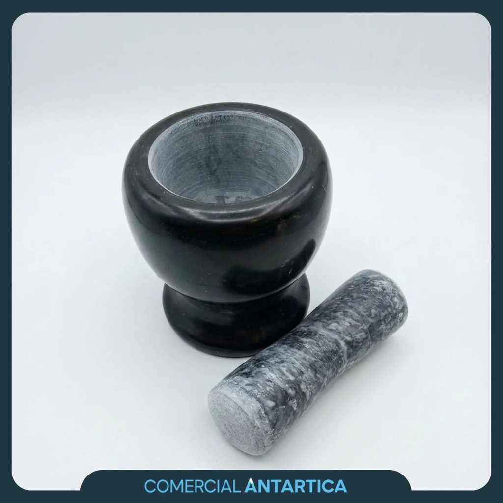 Mortero Molcajete Piedra Pulido Pilon Especias Ajo Guacamole Negro