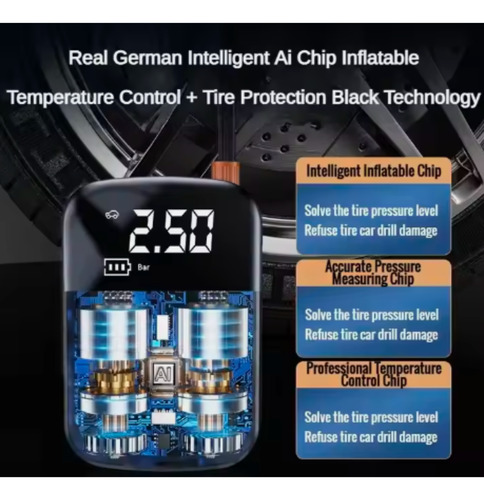 Compresor De Aire Mini Portatil Usb Auto 12v + Combo Kit