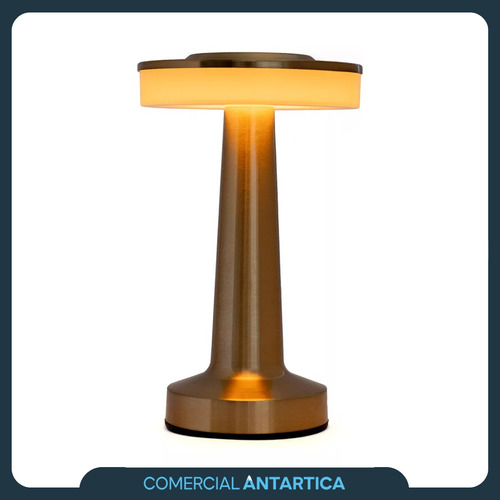 Lámpara Velador Led Usb Recargable Touch 3 Brillos Dorado X4