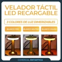 Lámpara Velador Led Usb Recargable Touch 3 Brillos Dorado X4