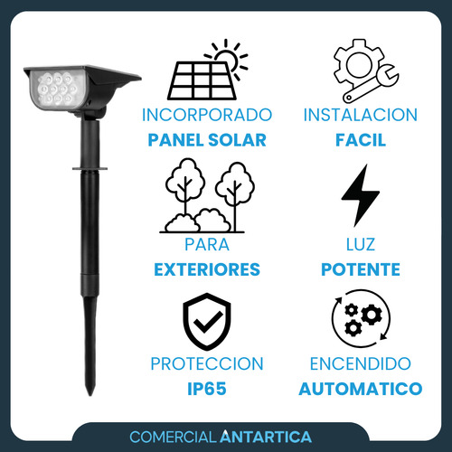 Estaca Solar Led 6w Jabalina Jardin Luz Neutra Set X2