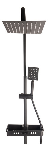 Columna Ducha Exterior Griferia Monocomando Cuadrada Negra