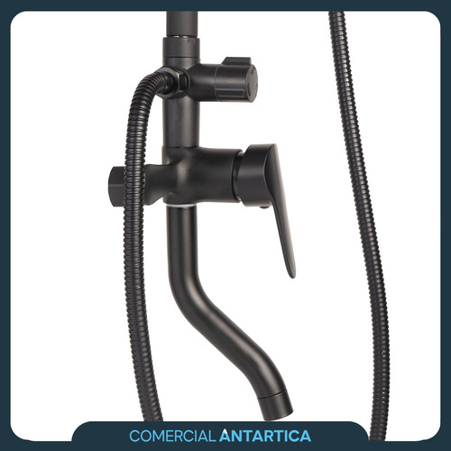 Columna Ducha Exterior Griferia Monocomando Cuadrada Negra