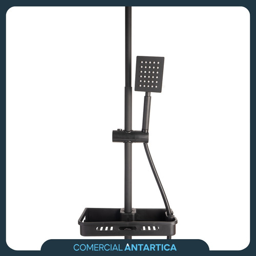 Columna Ducha Exterior Griferia Monocomando Cuadrada Negra