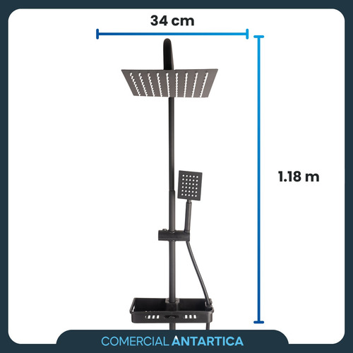 Columna Ducha Exterior Griferia Monocomando Cuadrada Negra