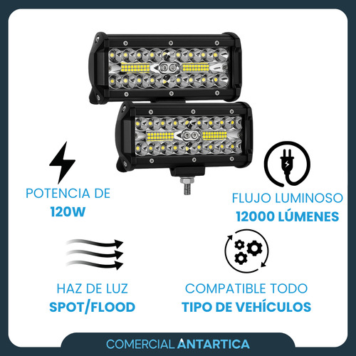 Faro Auxiliar Led 120w De Pura Potencia Por Par Dos Unidades