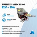 Fuente Alimentacion 12v 10a Ups Cable Bateria Pack X2 Combo