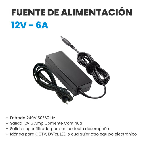 Fuente Switching 220v A 12v 6a Transf Tira-led Cctv Pack X9