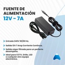 Fuente Switching 12v 7a Amp Camara Dvr Cctv Tira Led Pack X5