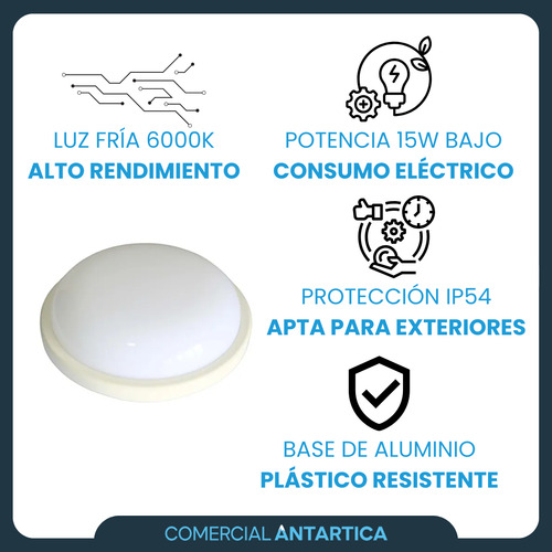 Lampara Led Tortuga Redonda 15w Para Exterior Tecnoled