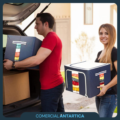 Combo X 2 Organizador Oxford Premium Ropa Plegable Azul 66lt