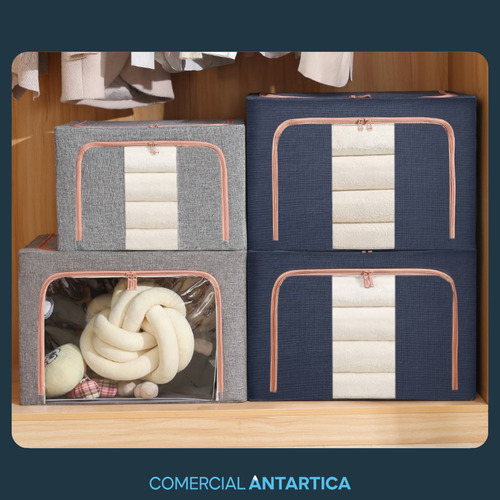 Combo X 2 Organizador Oxford Premium Ropa Plegable Azul 66lt