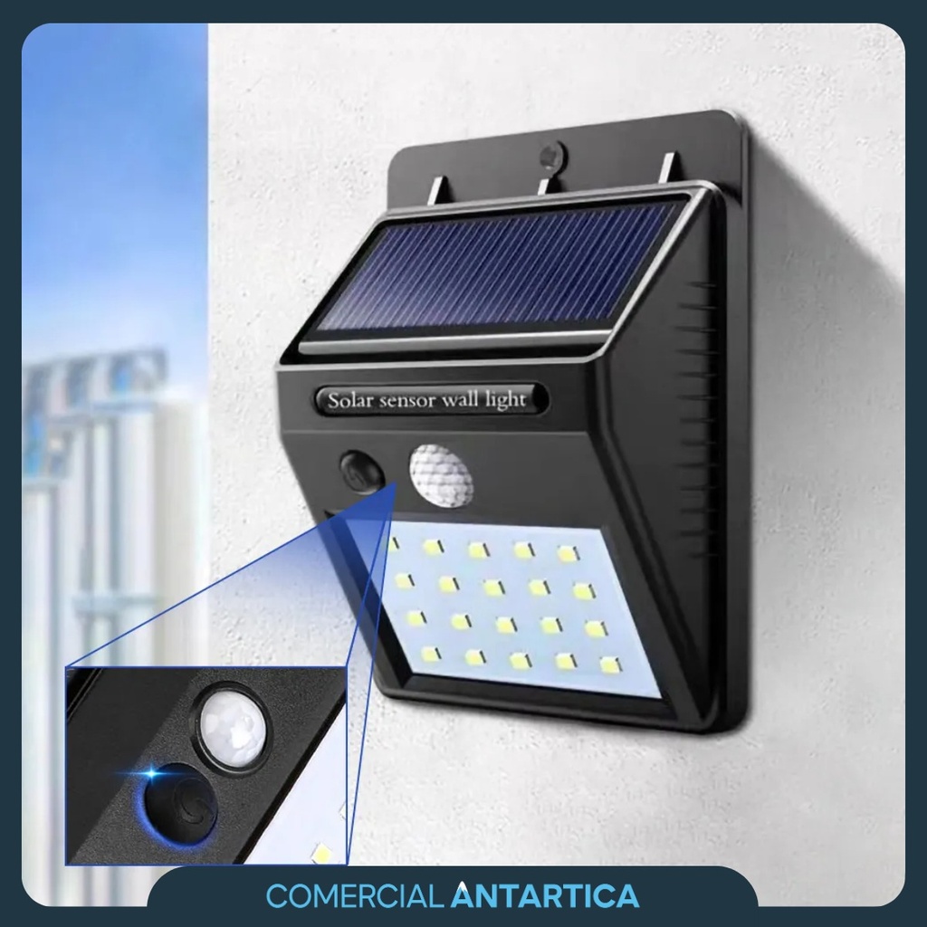 Panel Reflector Solar 20 Led Sensor Movimiento Ip65