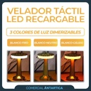 Lámpara Velador Led Usb Recargable Touch 3 Brillos Dorado X2