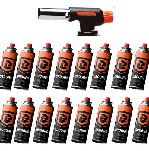 Soplete Soldador Brogas 2702 + Pack 16 Cartucho Gas Butano