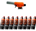 Cabezal Soplete Brogas + Pack 8 Cartucho Gas Butano 227g