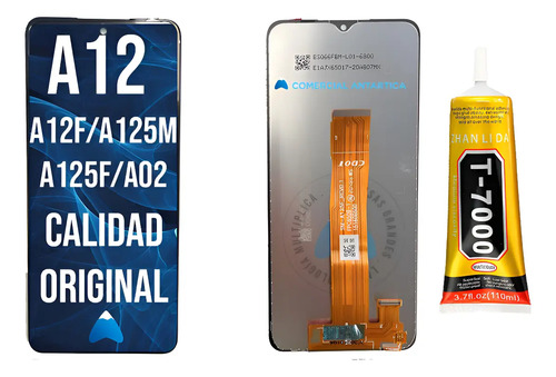 Modulo Pantalla Para Samsung A12 A125f + Pegamento T7000 110