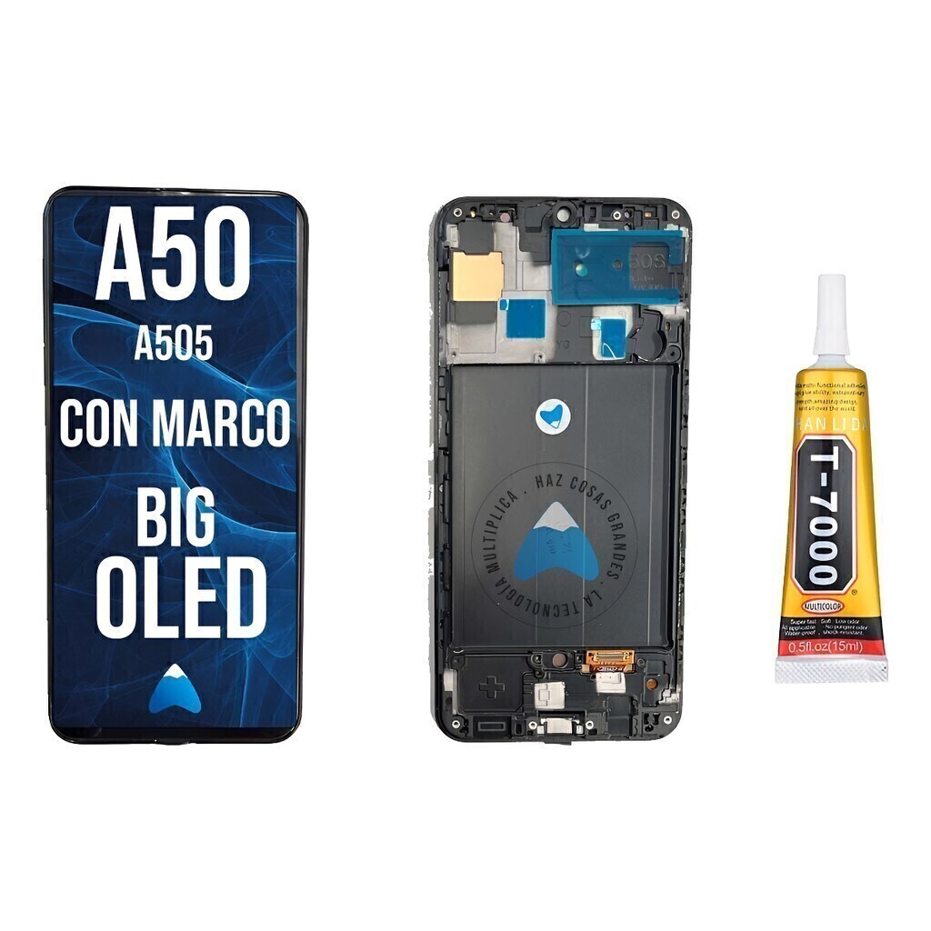 Pantalla Modulo Para Samsung A50 A50s Marco + Pegamento 15ml