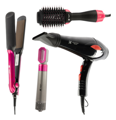 Kit Completo: Secador, Modelador 5 En 1, Plancha Y Cepillo