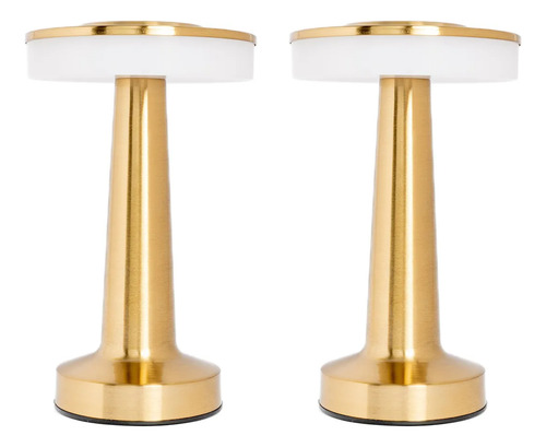 Lámpara Velador Led Usb Recargable Touch 3 Brillos Dorado X2