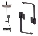 Combo Ducha Exterior Negra + 2 Griferías Monocomando Cuello