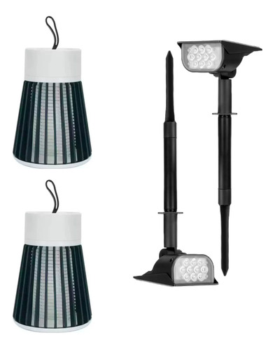 Lámpara Mata Mosquitos Moscas X2 + Estaca Solar Led 6w X2