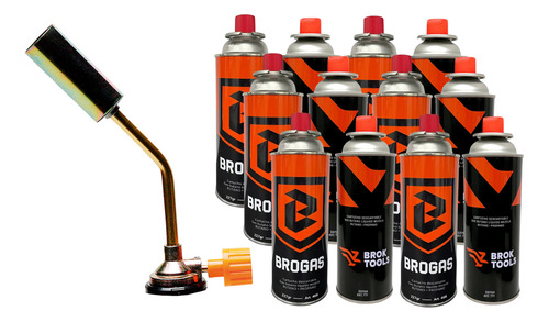 Soplete Soldador Brogas 2703 + Pack 12 Cartuchos Gas Butano