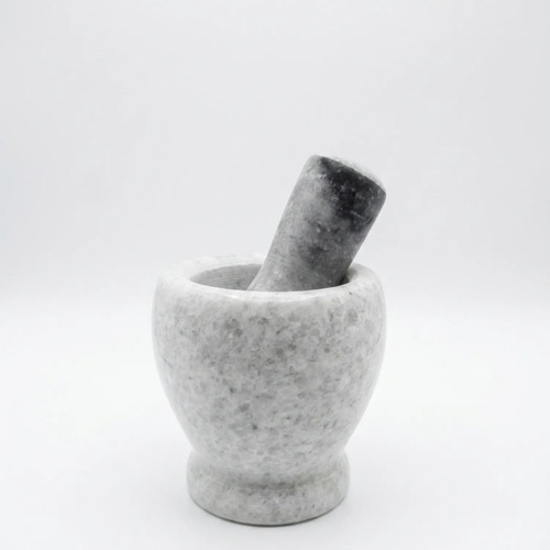 Mortero Molcajete Piedra Pilon Mano Especias Ajo Guacamole Blanco