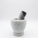 Mortero Molcajete Piedra Pilon Mano Especias Ajo Guacamole Blanco