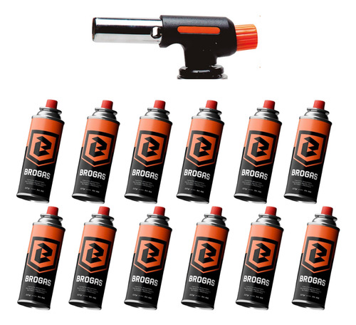 [2702 // 466-i x3] Soplete Soldador Brogas 2702 + Pack 12 Cartucho Gas Butano