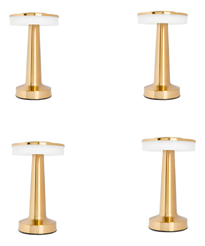 [EX0020 x4] Lámpara Velador Led Usb Recargable Touch 3 Brillos Dorado X4