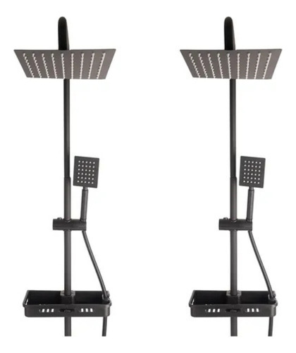 [Ex0038 X2] Columna Ducha Exterior Griferia Monocomando Cuadrada Negra
