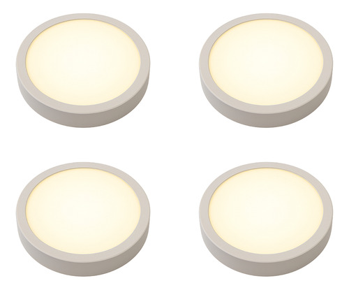 [SR12 X4] Plafón Led Redondo Aplicar 12w Luz Fría/cálida Blanco X 4