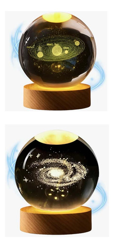 [combo esfera x2 C] Pack 2 Lámparas Esfera Cristal 3d Decoración Led Usb